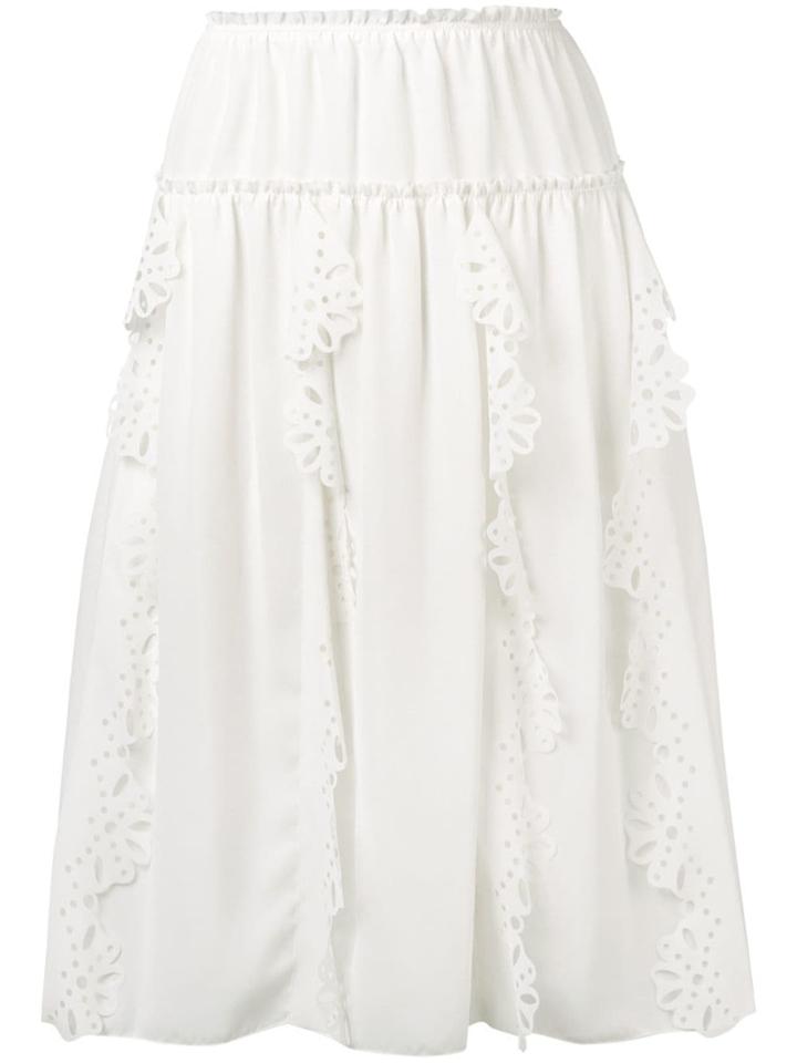 See By Chloé Crocheted Detail Full Skirt - White