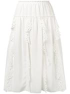 See By Chloé Crocheted Detail Full Skirt - White