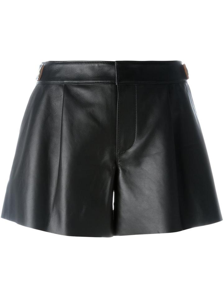 Coach Leather Shorts, Women's, Size: 4, Black, Lamb Skin/viscose