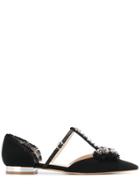 Anna Baiguera Embellished Flat Slippers - Black