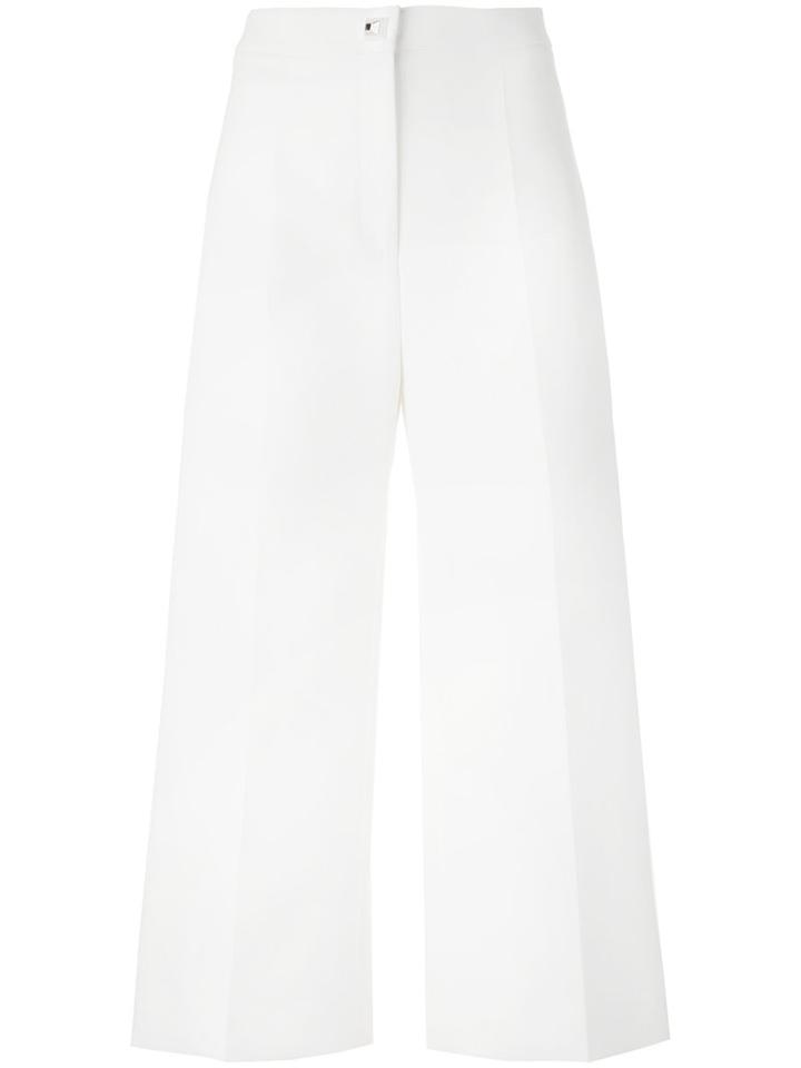 Fendi Tailored Palazzo Pants, Women's, Size: 44, White, Cotton