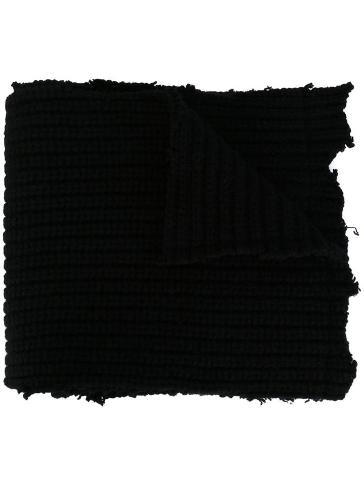 Raf Simons Logo Patch Scarf, Men's, Black, Virgin Wool
