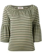 Jucca - Striped Trumpet Sleeve Top - Women - Viscose/polyester/nylon - M, Green, Viscose/polyester/nylon