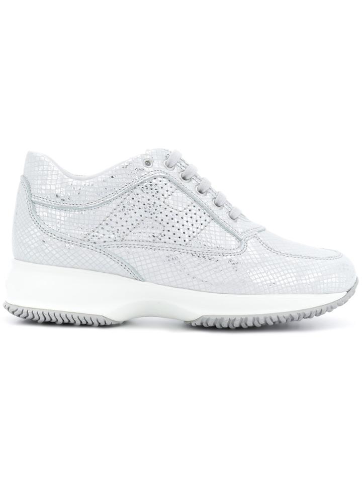 Hogan Snakeskin Effect Sneakers - Metallic
