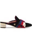 Gucci Sylvie Bow Embroidered Mules - Black