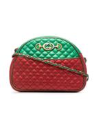 Gucci Red And Green Trapuntata Quilted Metallic Leather Cross-body Bag
