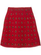 Moschino Vintage Eyelet Embellished Mini Skirt - Red