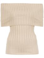 Gloria Coelho Ribbed Off The Shoulder Blouse - Nude & Neutrals