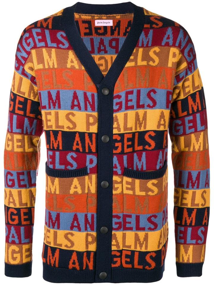 Palm Angels Logo Printed Cardigan - Yellow & Orange
