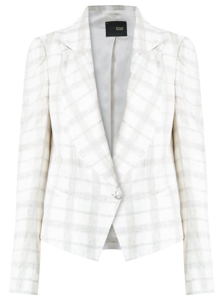Andrea Bogosian - Plaid Blazer - Women - Linen/flax/viscose/wool - G, Women's, White, Linen/flax/viscose/wool