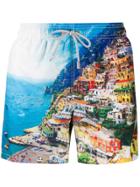 Mc2 Saint Barth Ocean Print Swim Shorts - Blue
