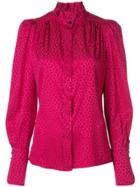 Isabel Marant Micro-pattern Frill Neck Blouse - Pink