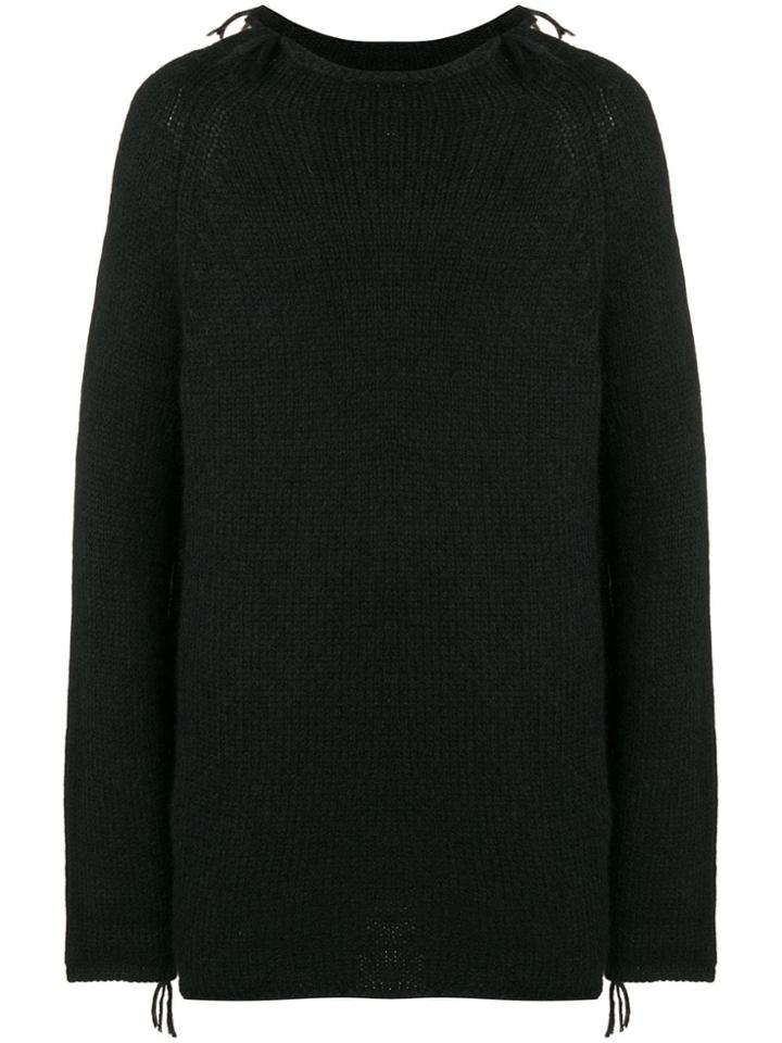 Poème Bohémien Distressed Knitted Jumper - Black