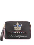 Dolce & Gabbana Logo Jewelled Clutch Bag - Black