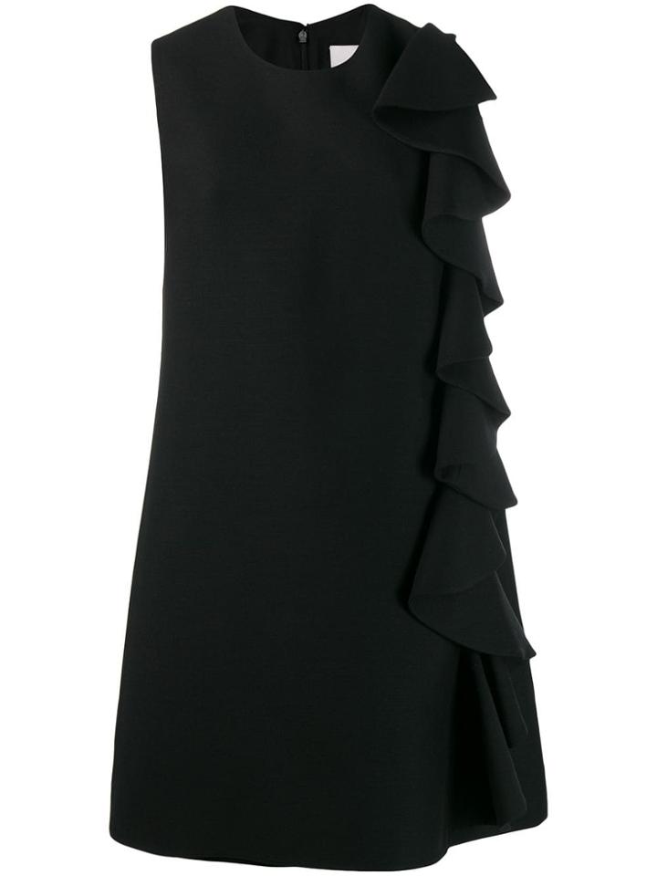 Valentino Ruffle Detail Shift Dress - Black