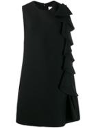 Valentino Ruffle Detail Shift Dress - Black