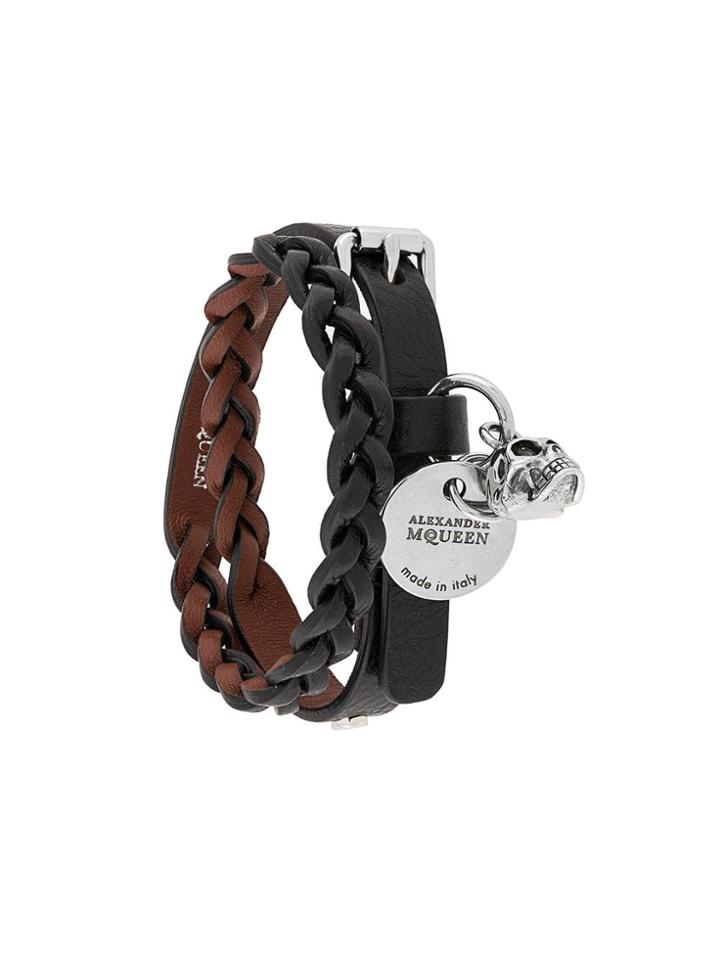 Alexander Mcqueen Braided Double Cuff - Black