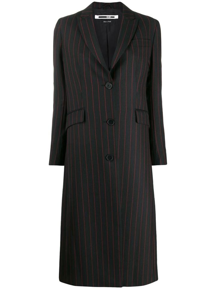 Mcq Alexander Mcqueen Striped Midi Coat - Black
