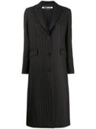 Mcq Alexander Mcqueen Striped Midi Coat - Black