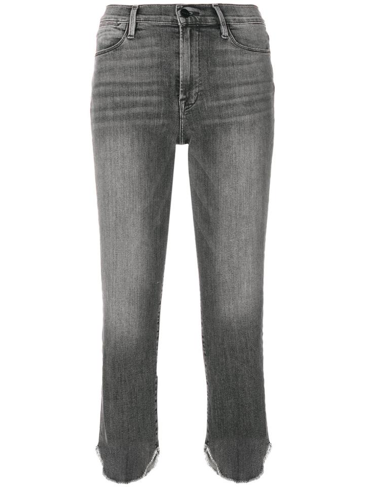 Frame Denim Curved Cut Cuffs Cropped Jeans - Black