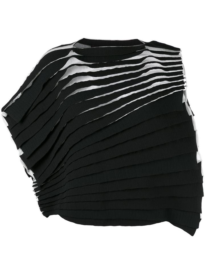 Junya Watanabe Comme Des Garçons Layered Pleated T-shirt, Women's, Size: Medium, Black, Nylon/polyester
