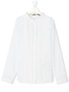 Burberry Kids - Scallop Trim Pleated Front Shirt - Kids - Cotton/spandex/elastane - 14 Yrs, White
