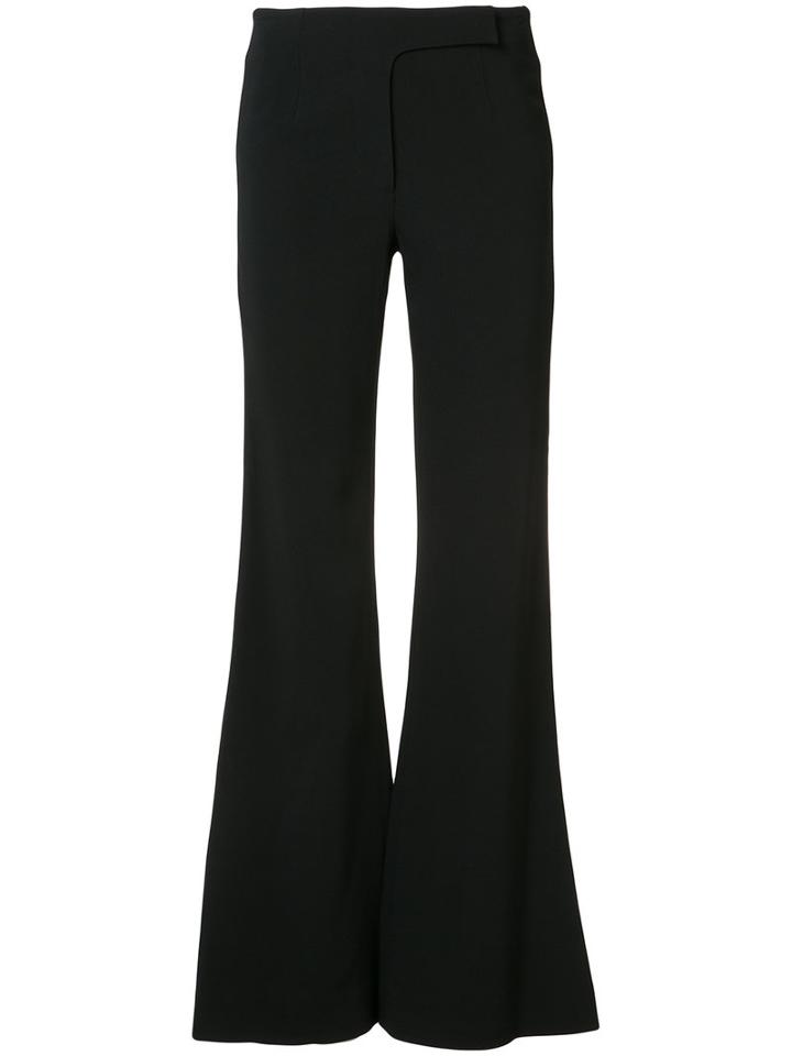 Jonathan Simkhai Front Flap Flared Trousers, Women's, Size: 2, Black, Polyester/spandex/elastane/acetate/viscose