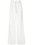 Paule Ka - High Waist Woven Trousers - Women - Virgin Wool - 44, White, Virgin Wool