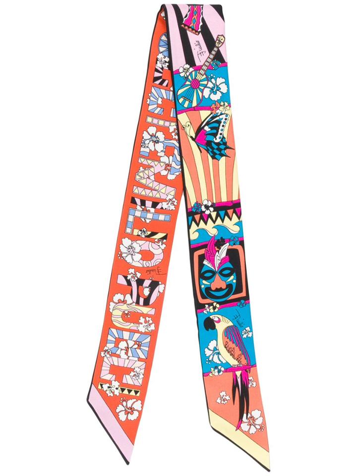 Emilio Pucci Printed Silk Scarf - Orange