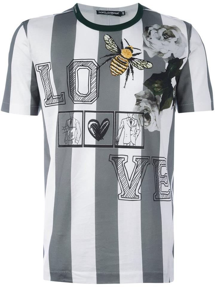 Dolce & Gabbana Love Print T-shirt, Men's, Size: 50, Grey, Cotton