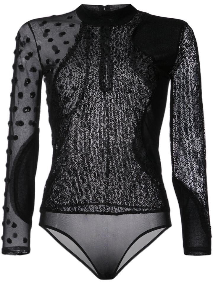 Opening Ceremony Floral Sequin Bodysuit - Black