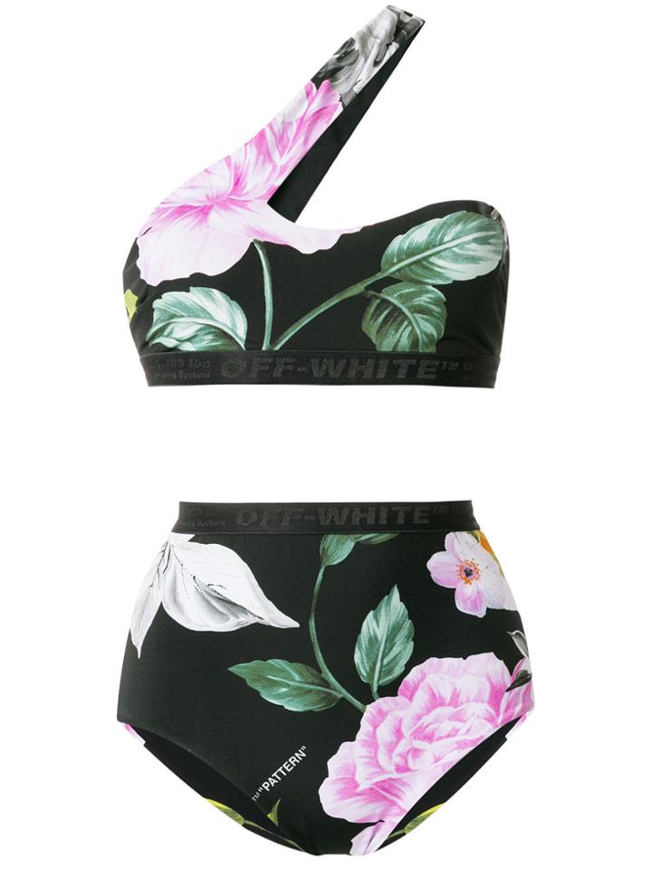 Off-white Floral Bikini - Black