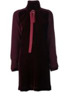 Sacai Buckle Collar Dress, Women's, Size: 2, Pink/purple, Cupro/rayon/wool