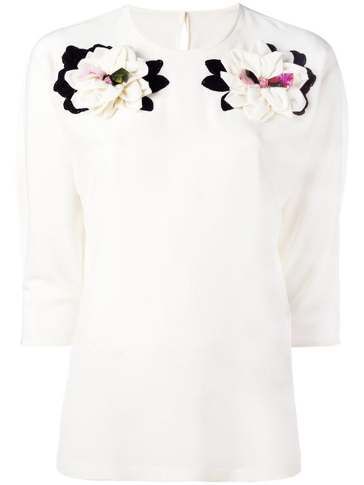 Dolce & Gabbana Applique Top, Women's, Size: 46, Nude/neutrals, Silk/cotton/polyester