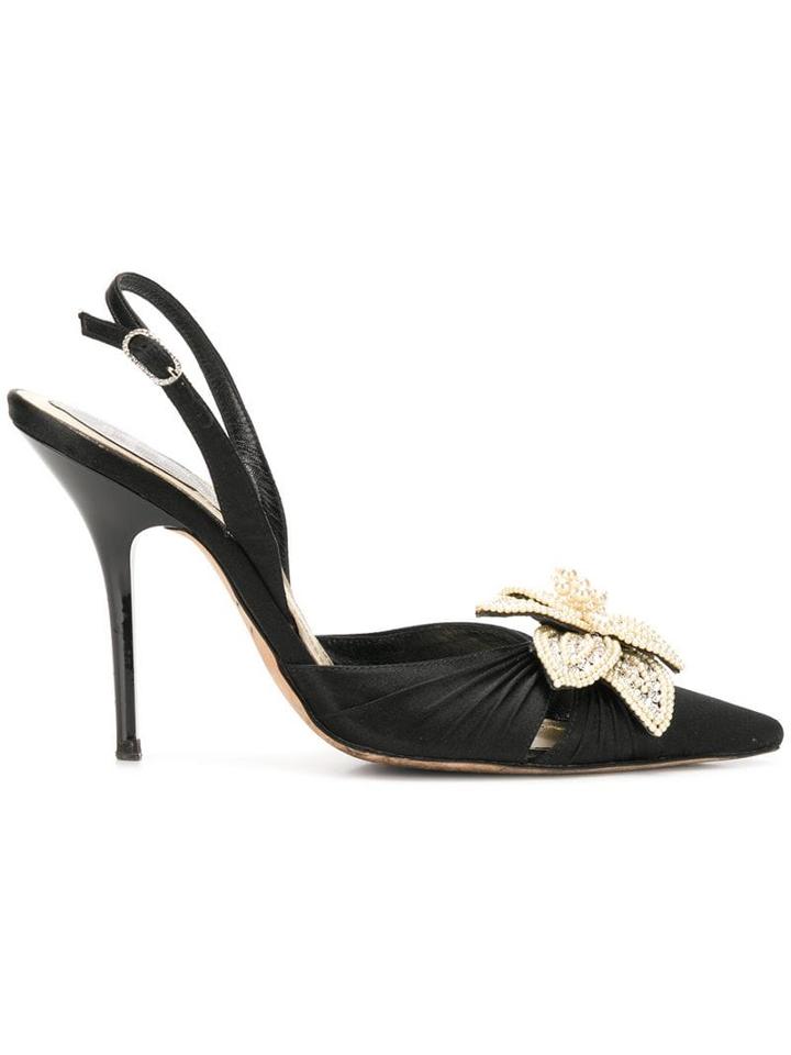 A.n.g.e.l.o. Vintage Cult Pearl Flower Pumps - Black With White Pearls