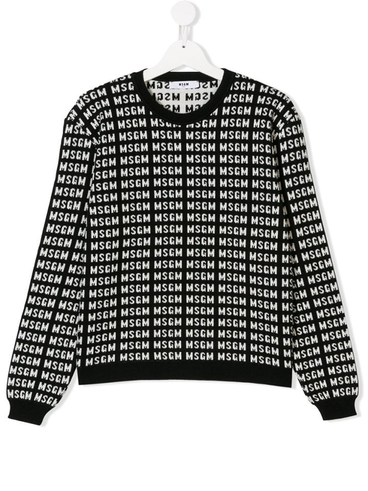 Msgm Kids Teen Monogram Jumper - Black