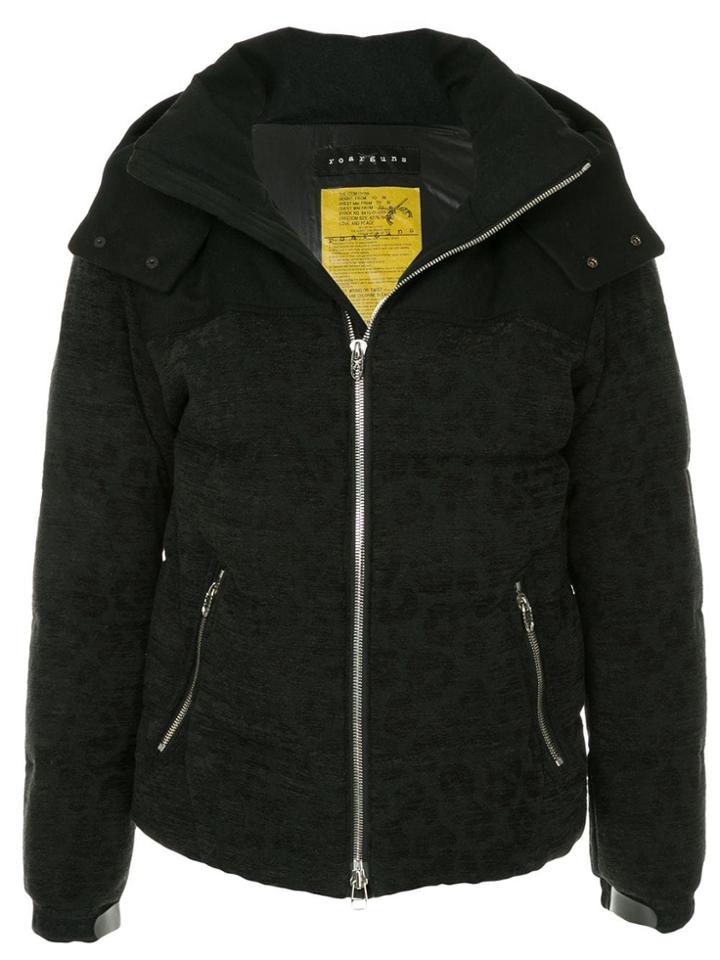 Roarguns Tone-on-tone Leopard Padded Jacket - Black