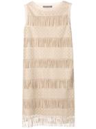 Alberta Ferretti Fringed Shift Dress - Neutrals