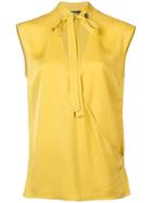 Theory Bow Tie V-neck Blouse - Yellow