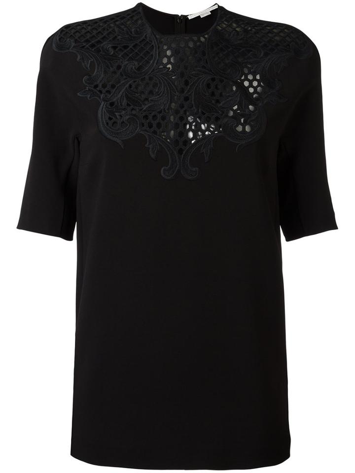 Stella Mccartney Floral Lace Panel Blouse, Women's, Size: 38, Black, Spandex/elastane/acetate/viscose/cotton