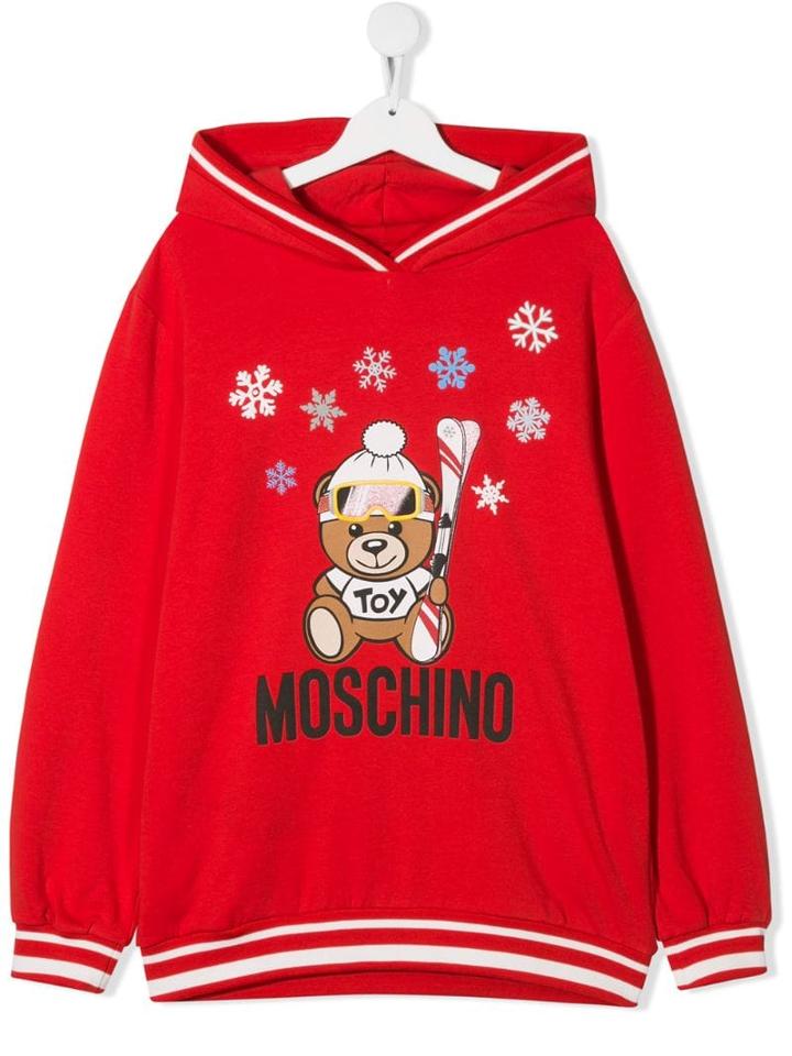 Moschino Kids Teen Winter Bear Hoodie - Red