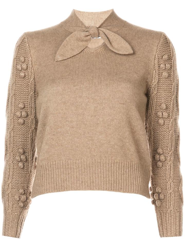 Co Cable Knit Sleeve Sweater - Brown