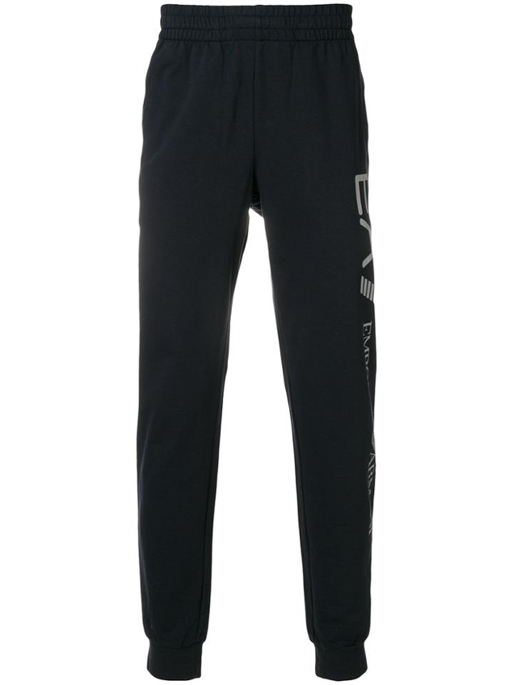 Ea7 Emporio Armani Cuffed Logo Tack Pants - Blue