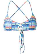 Mara Hoffman Basket Weave Print Bikini Top, Size: Small, Blue, Nylon/spandex/elastane