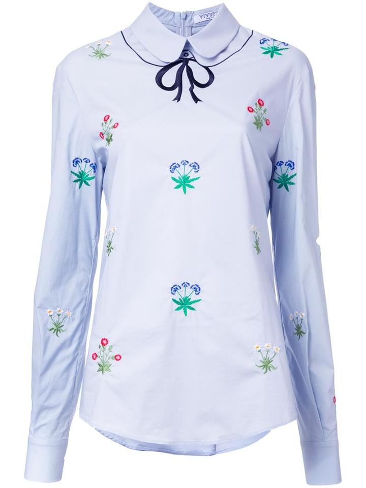 Vivetta Floral Embroidery Shirt, Women's, Size: 44, Blue, Cotton/spandex/elastane