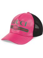 Gucci Gucci Print Leather Baseball Hat - Pink