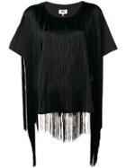 Mm6 Maison Margiela Fringed Short-sleeve Blouse - Black