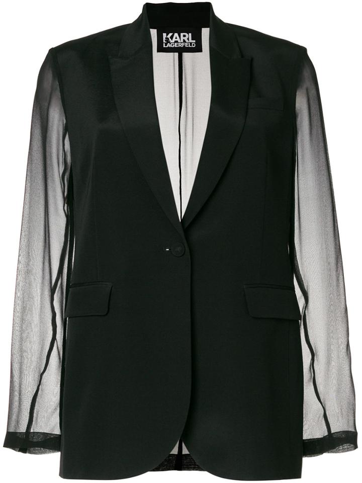 Karl Lagerfeld Sheer Sleeve Blazer - Black
