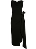 Oscar De La Renta Front Slit Cocktail Dress - Black
