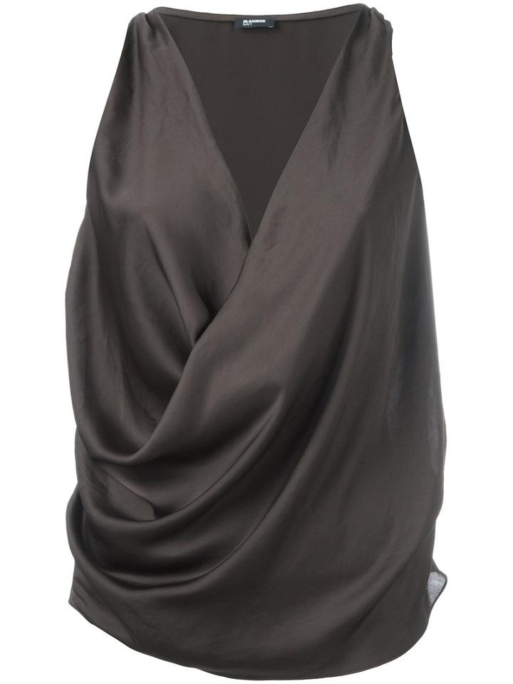 Jil Sander Navy - Wrap Sleeveless Blouse - Women - Polyester - 38, Brown, Polyester